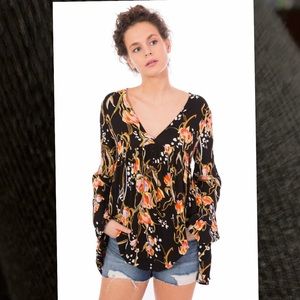 FREE PEOPLE - BELLA PRINT TUNIC IN ONYX COMBO